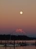 Moon over Mount Rainier at Sunset by Greg Mennegar
