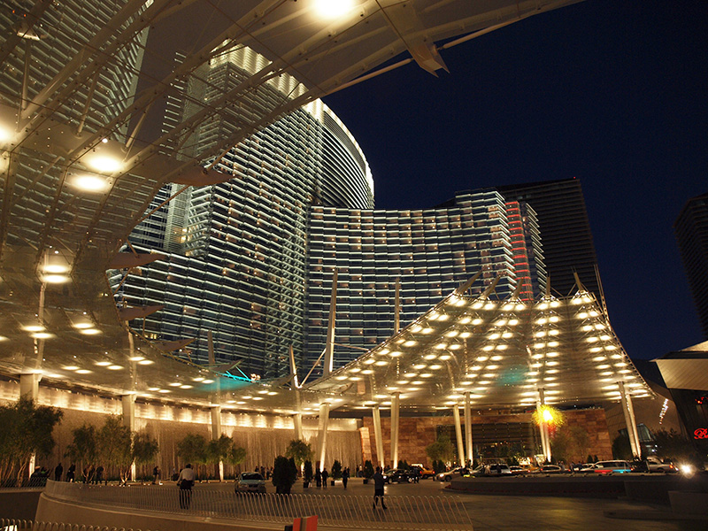 Aria East Entrance At Night