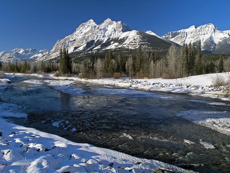 Sunrise on Mount Kidd from the Kananaskis River