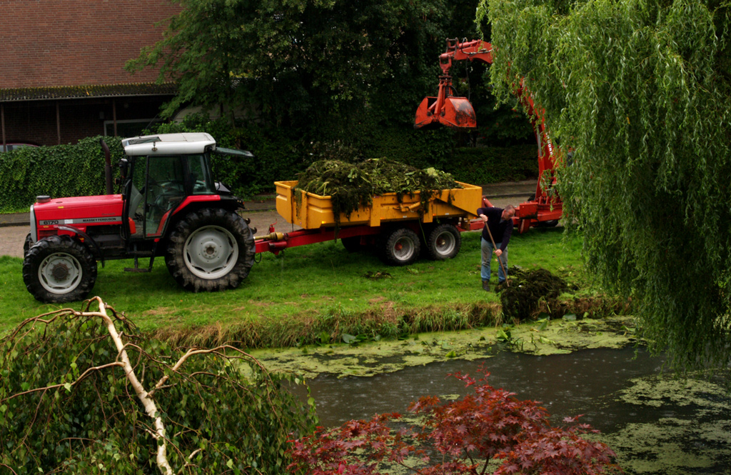 Man at work in the rain