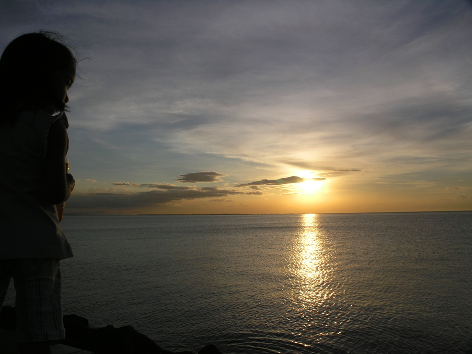 kid at sunset