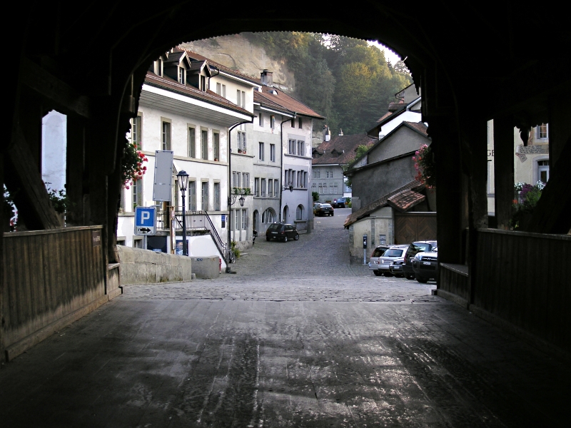 Old Bridge (Pont de Berne) in Fribourg (Switzerland)