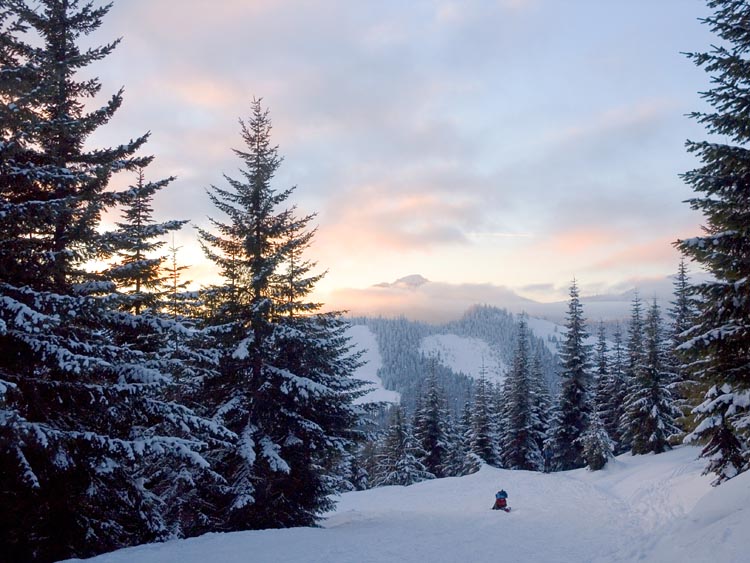 Sunset Over Snow Mountains