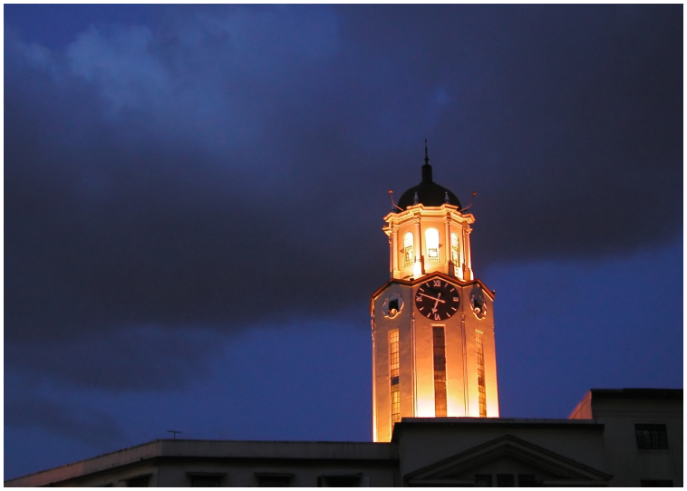 Manila City hall clock tower at night