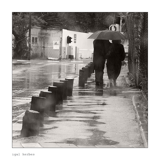 walking in the rain