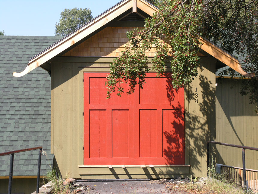 Red Door with Crab Apples