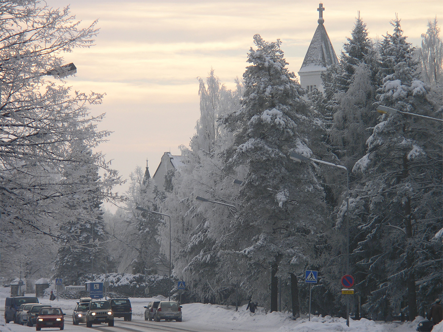 Winter morning in a small town