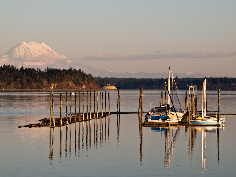 Carlyon Beach Marina with Mt. Rainier