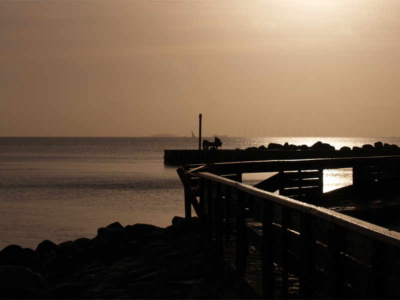 By the water