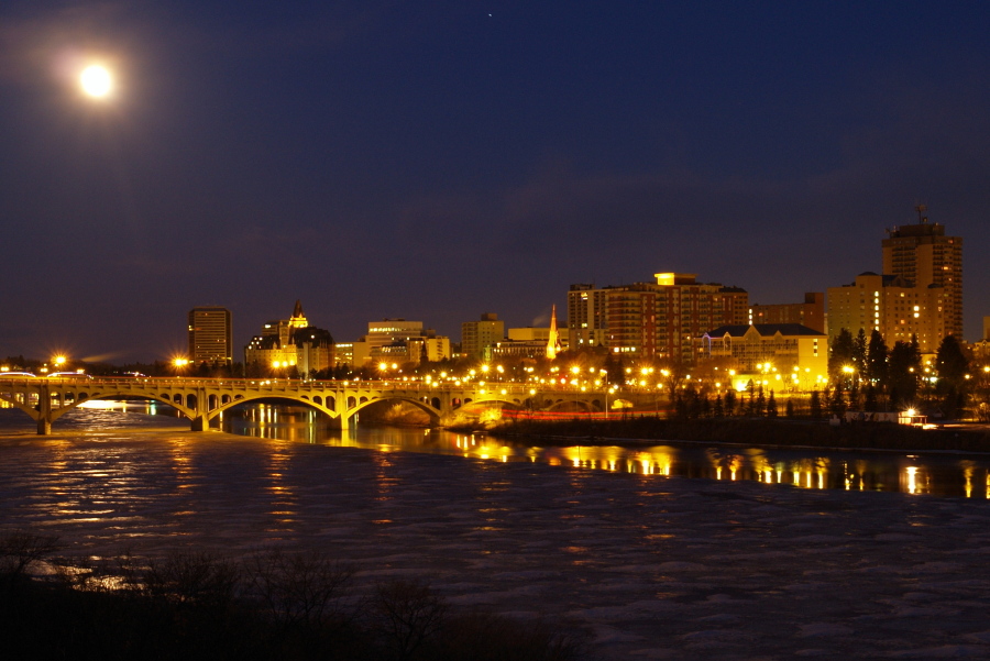 Saskatoon skyline at dawn