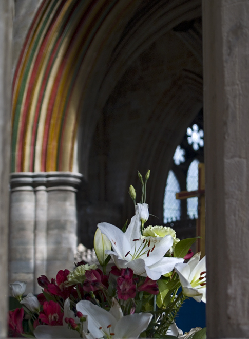 Flowers in Exeter Cathedral