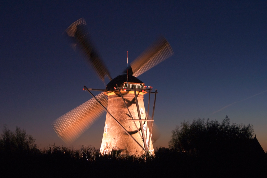 Mill in floodlight